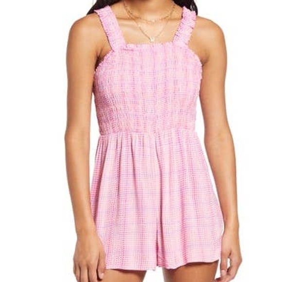 BP Romper Playsuit 100% Rayon Polka-dot Shirred Smocked Ruffles Fluttery NWOT - Picture 5 of 16